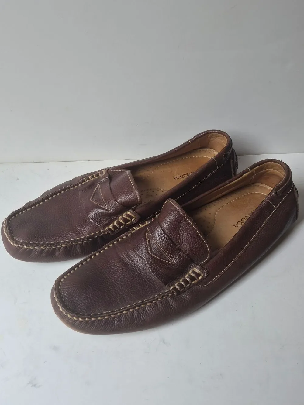 Bass Men's Dark Brown Leather Penny Driving Loafers - 12